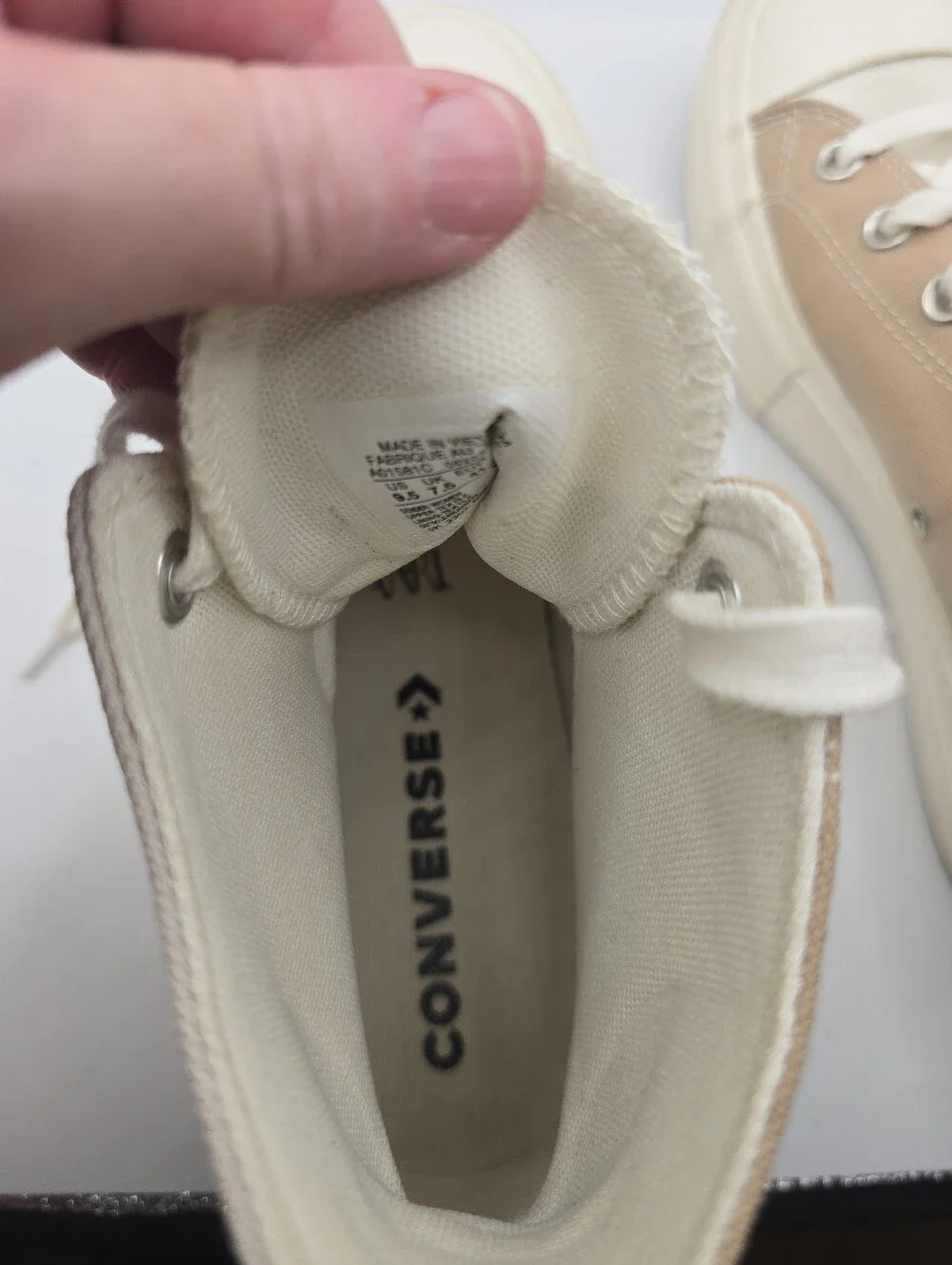 Converse Chuck 2 Tone Beige Platform High Top Canvas Skater Sneakers. Ladies 9.5 - Picture 14 of 15